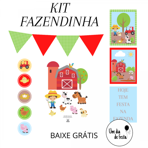 Kit Digital Fazendinha - BANDEIROLA VERMELHA